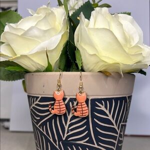 Orange Cat Earrings